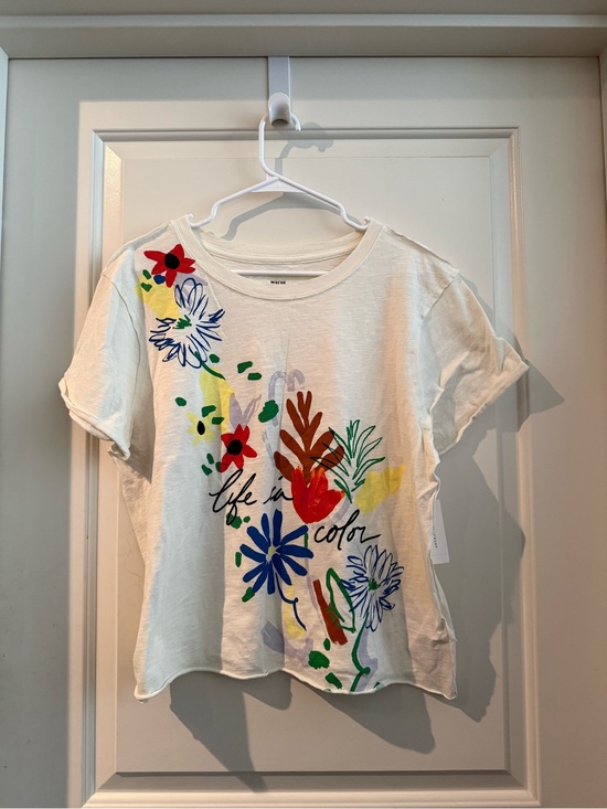 Anthropologie Tops - Anthropologie White Floral 'Life in Color' Graphic Tee